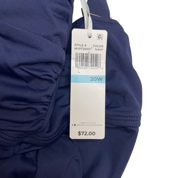 Anne Cole Signature Plus Size Live in Color Twist Bandeaukini Top Navy 20W New - Picture 3 of 6